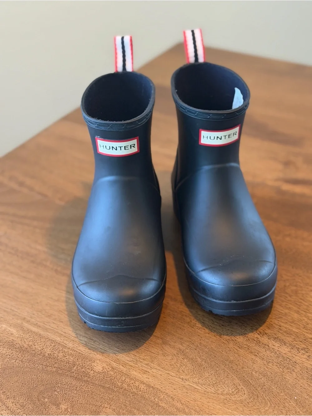 Hunter Black Short Waterproof Rain Boots with Pull Tabs